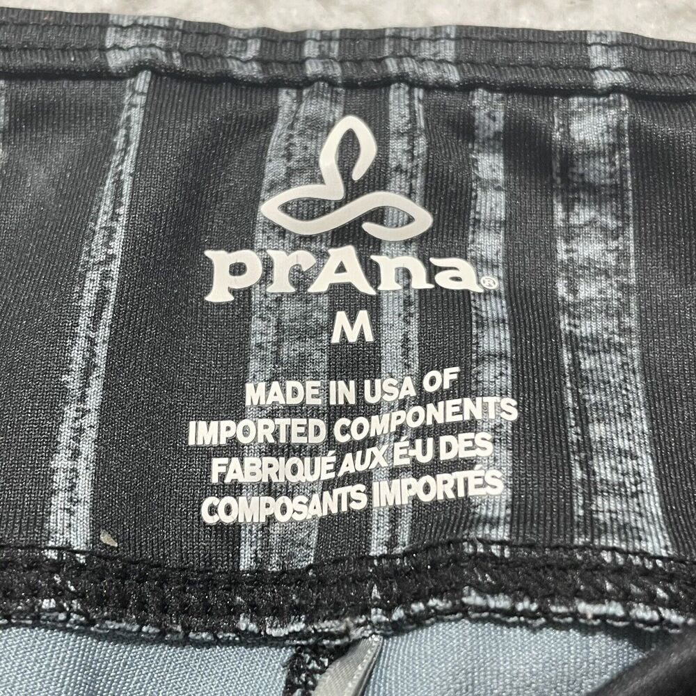 PrAna Roxanne Capri Leggings Women's Medium Striped Athletic Pants Gray Stretch - Picture 2 of 12